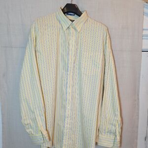 Lands' End Striped Button-Down Shirt in Yellow and Blue